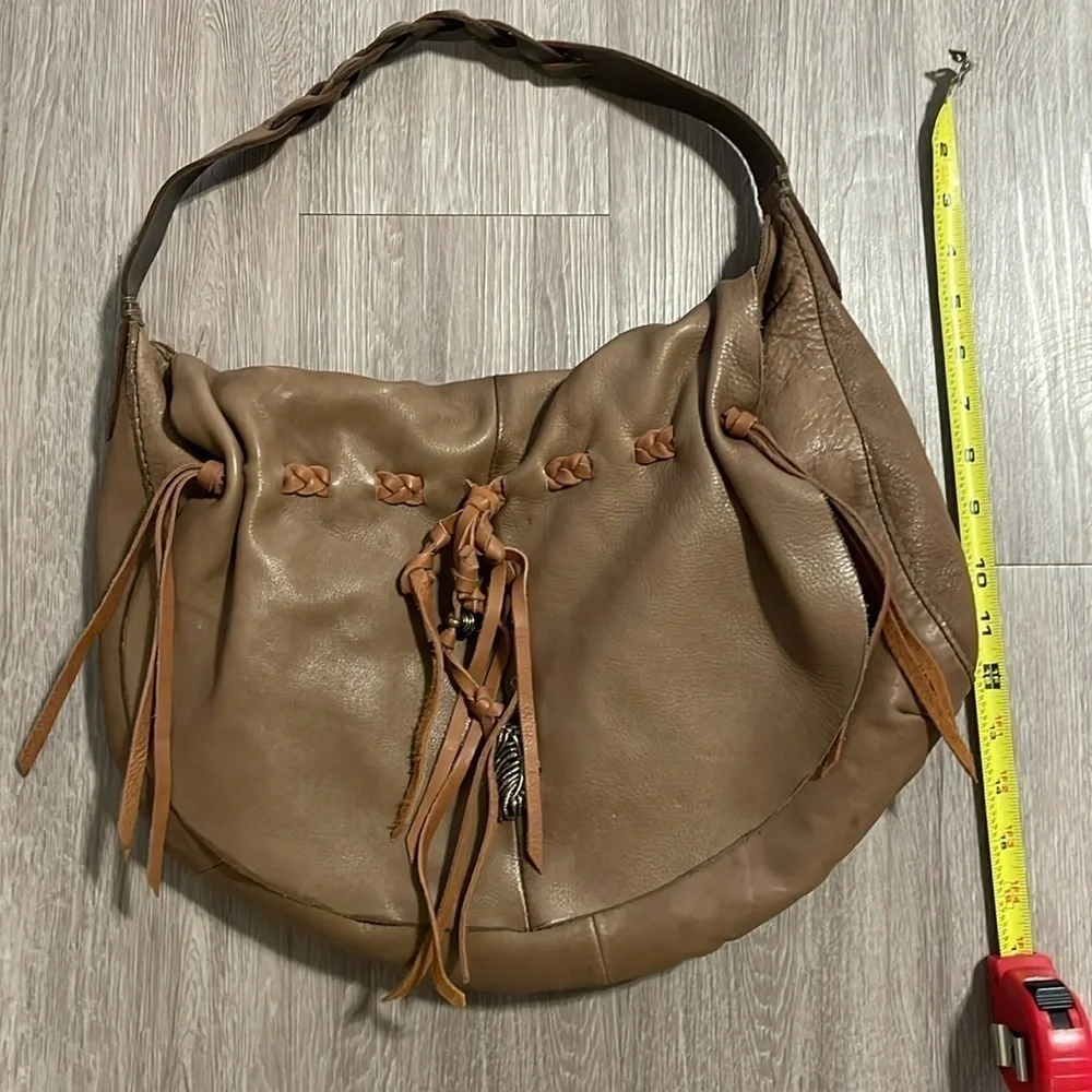 Lucky Brand Women Tote Bag Brown Leather Tassel Fringe Bohemian Coastal Cowgirl